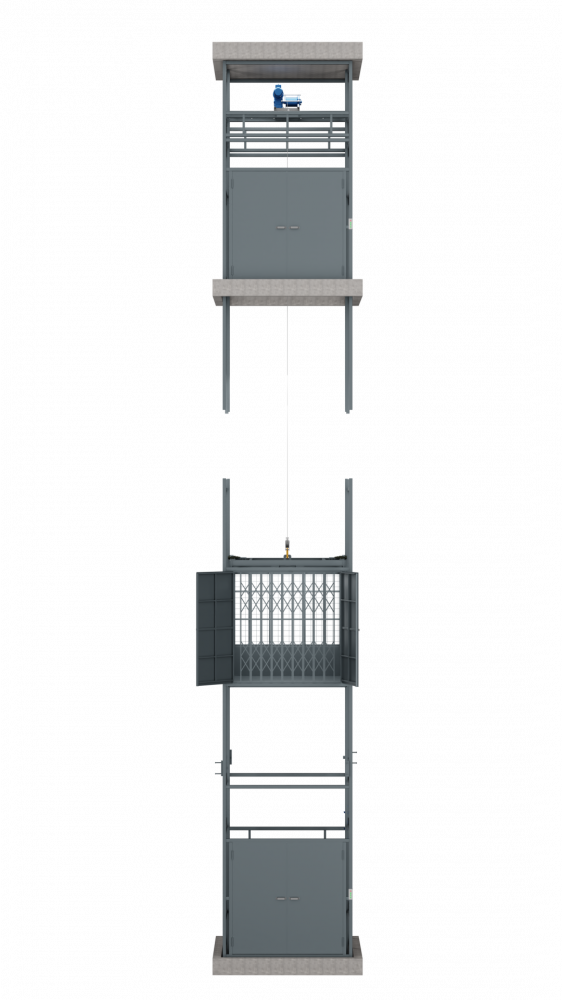 Грузовой подъемник в металлической шахте 5000 кг